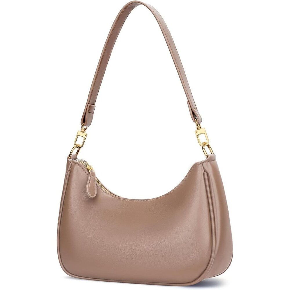 Women's Khaki 2  PU leather Cute Soft Gold Chain Strap Underarm Hobo Purses